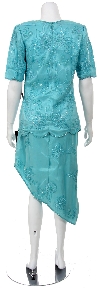 Short Sleeved 2 PieceTea Length Formal Dress back