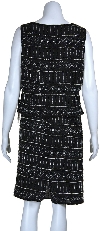 Round Neck Sleeveless Sequined Blouse and Straight Skirt back in Black/Silver