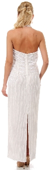 Halter V-Neck Leafy Bodice Beaded Long Formal Dress back