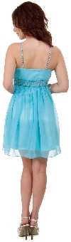 Halter Neck Shirred & Beaded Short Party Dress  back