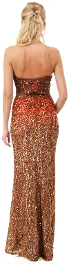 Sparkling Sequin Strapless Sheath Evening Gown back