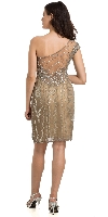 One Shoulder Exquisite Beading Short Formal Prom Dress  back