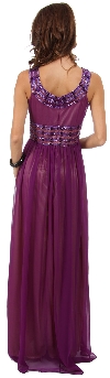 Round Neck Empire Cut Sequined Floor Length Prom Dress back