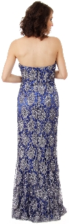 Strapless Sweetheart Neck Floral Lace Long Formal Prom Dress back