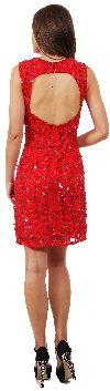 Sultry Red Sequin Mini Dress with Open Back and Cutouts back