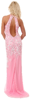 Halter Neck Keyhole Back Sequined Long Formal Gown back