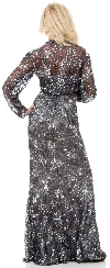 Exquisitely Beaded Long Formal MOB Dress with Jacket back in Charcoal Jacket