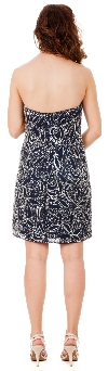 Strapless Leaves Pattern Short Beaded Homecoming Party Dress back