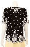 Short Sleeved Scoop Neck Blouse back in Black/White