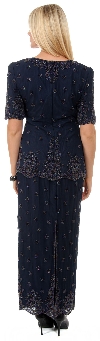 Round Neck Half Sleeves 2-Piece Blouse and Skirt Set back