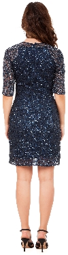 Adorned Sheath Dress with Illusion Sleeves back