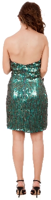 Strapless Sequin Beaded Short Formal Prom Dress back