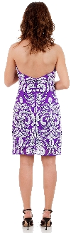 Short Fitted Beaded Short Shift Party Dress back in Purple/White