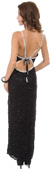 Strappy Back Floral Waist Long Formal Evening Dress  back