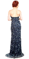 Strapless Floral Beads & Sequins Long Formal Prom Dress back