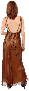 Cowl Neck Double Straps Long Beaded Formal Dress back in Bronze