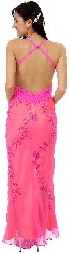 Floral Beaded Slim Cut Formal Dress back