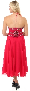 Halter Neck Beaded Formal Dress with Attached Skirt  back