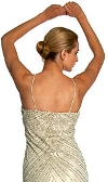 Full length Beaded Evening Dress with Shirred Bust back in Sage