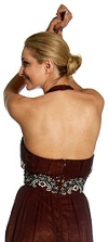 Halter Neck Silk Beaded Cocktail Dress back