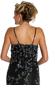 Floral Spaghetti Beaded Evening Dress with Jacket back in Black/Silver