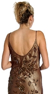 Medium Length Flared Beaded Formal Cocktail Dress back