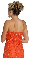Shirred Bodice Beaded Long Formal Prom Dress back