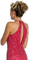 Halter Neck Sequined Cocktail Dress back