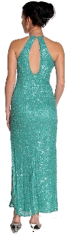 Halter Neck Sequined Cocktail Dress in Emerald Green
