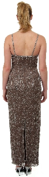 Boat Neck Long Formal Dress with Artistic Beaded Design back