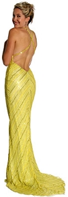 Crossed Bare Back Multi Beaded Formal Gown back in Yellow Gold