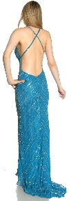 Crossed Bare Back Multi Beaded Formal Gown back