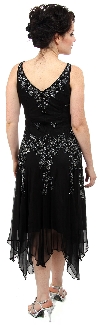 V-Neck Beaded Silk Mother of the bride Dress with Jacket back