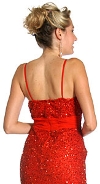 Shimmer Spaghetti Strap Formal Dress with Brooch back