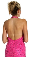 Halter-Neck Formal Prom Dress with Bare Back back in Fuchsia