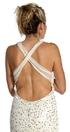 Wrap Style Shirred Bodice Formal Dress with Flared Bottom back