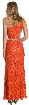 Single Shoulder Beaded Prom Dress back