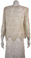 Laced and Beaded Two Piece Formal Dress in Ivory back