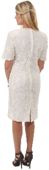 V-Neck Half Sleeves Beaded Cocktail Formal Dress back