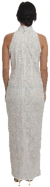 Full Length Floral Beaded Turtle Neck Gown back