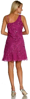 Broad Strap Short Party Dress in Fuchsia back