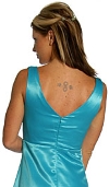 V-Neck Short Poly Satin Party Dress. back