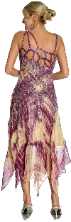 Asymmetric Floral Beaded Cocktail Dress in Purple back view