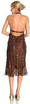 Halter Neck Knee Length Sequined Cocktail Dress back in Copper