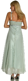 Sage Silk Chiffon Empire Midi Dress with Satin Trim back