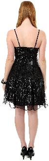 Sequined Glittery Silk Prom Little Black Dress back