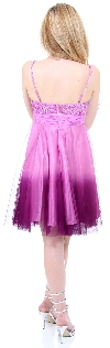Spaghetti Straps 2 Tone Beaded Bust Short Formal Party Dress back