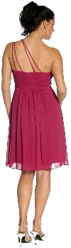 Single Shoulder Pleated Short Party with Flower Applique back