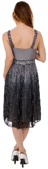 V-Neck Two Tone Beaded Knee Length Formal Party Dress back