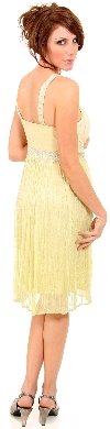V-Neck Two Tone Beaded Knee Length Formal Party Dress back in Lime Green